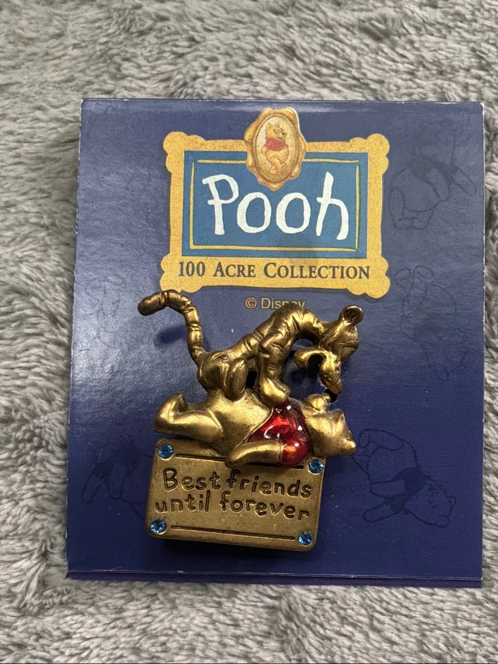Disney Gold Tigger & Pooh 'Best Friends Until Forever' Pin with Red Heart